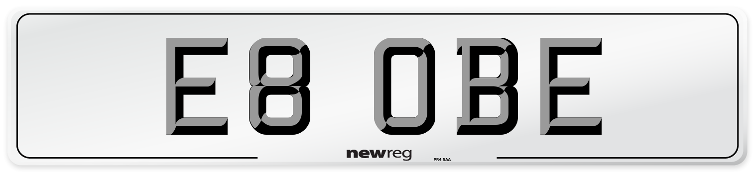 E8 OBE Number Plate from New Reg